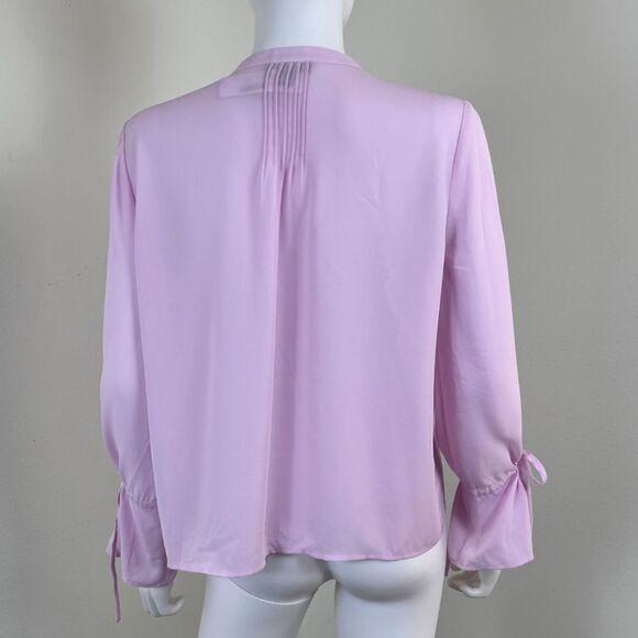 J Crew Women Size S Petite Pink Pleated Pintuck Sheer Chiffon Blouse NEW Top Tie - Picture 16 of 16